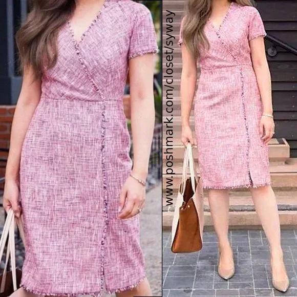 banana republic pink tweed dress Framed Pink Tweed Dress